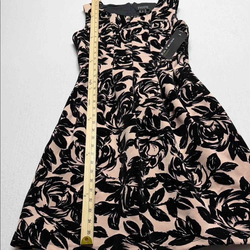 Enfocus Studio Black Floral Appliqué Fit & Flare Dress on Blush 10 NWT - Picture 3 of 12